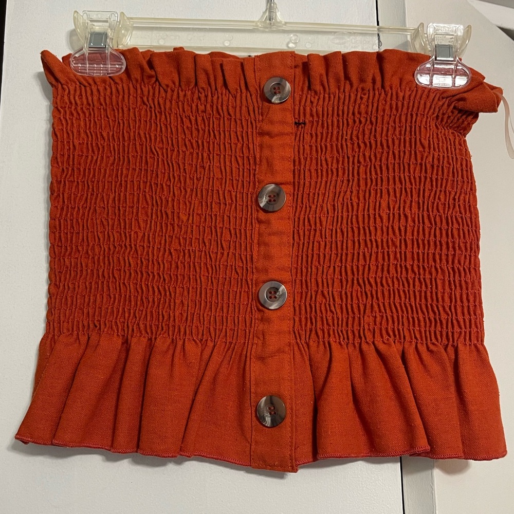 Burnt orange, button detail, tube top